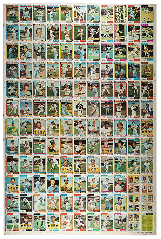 1974 Topps Uncut Sheet (132 Cards) Including Bench, Ryan, Carew, and Carlton