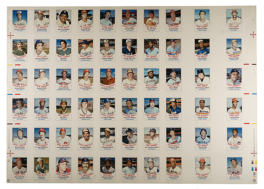 1977 Hostess Uncut Proof Sheet (60 Cards) Including Jackson, Rose, Brett, and Seaver