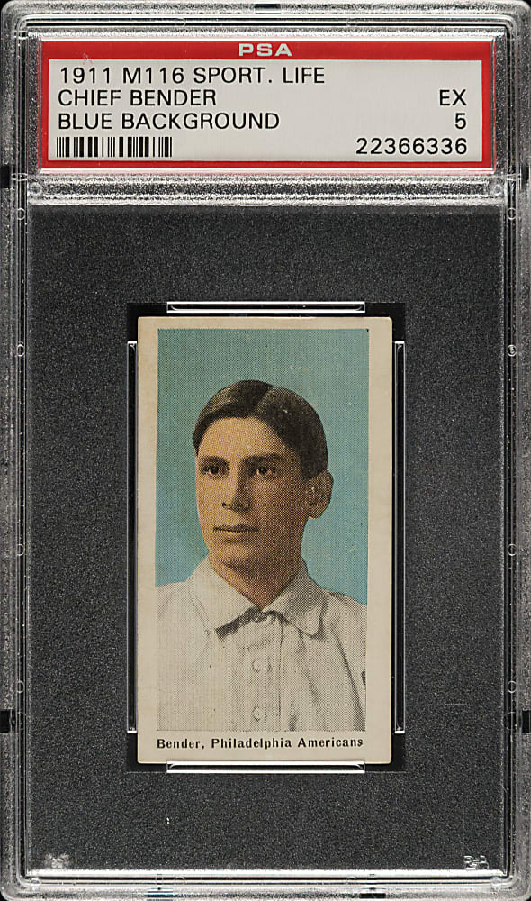 1910-1911 M116 Sporting Life Chief Bender Blue Background PSA EX 5