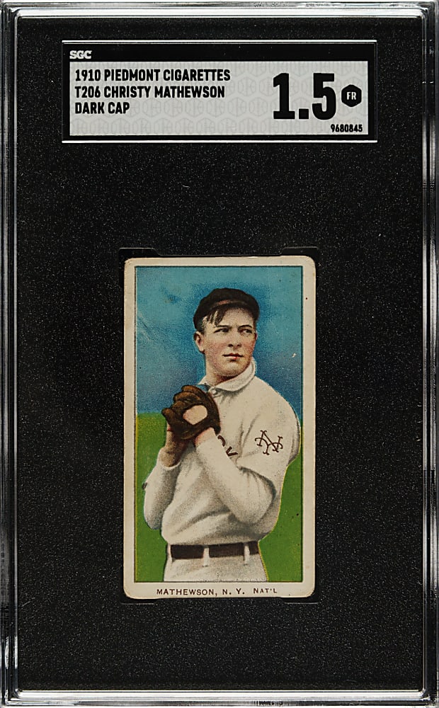 1909-1911 T206 White Border Christy Mathewson Dark Cap SGC FAIR 1.5
