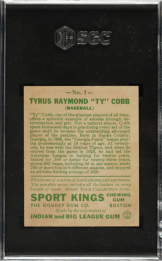 1933 R338 Sport Kings #1 Ty Cobb SGC VG 3