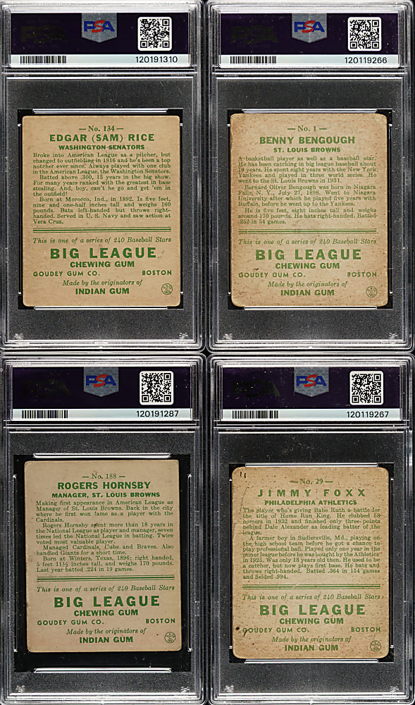 1933 R319 Goudey Partial Set (99/240) Including 56 PSA-Graded Cards