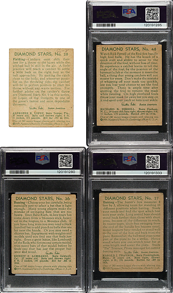 1934-1936 R327 Diamond Stars Collection (36) Including Ernie Lombardi, Pie Traynor, and Rick Ferrell