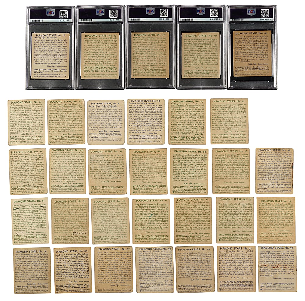 1934-1936 R327 Diamond Stars Collection (36) Including Ernie Lombardi, Pie Traynor, and Rick Ferrell