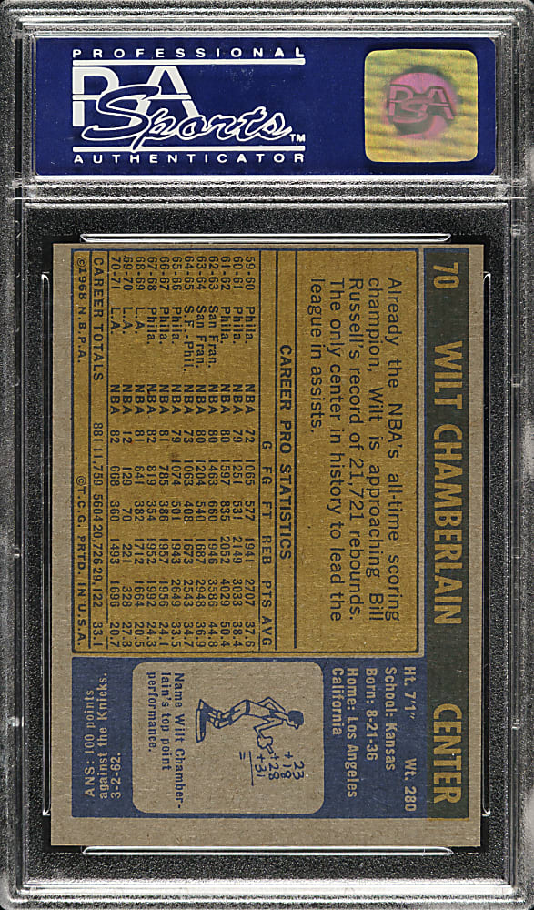 1971-1972 Topps Basketball #70 Wilt Chamberlain PSA MINT 9