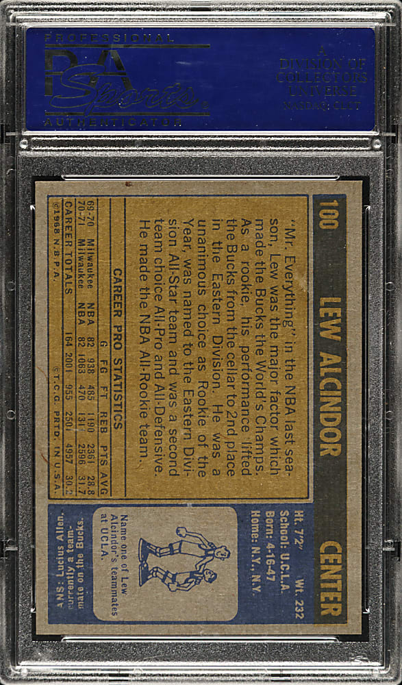 1971-1972 Topps Basketball #100 Lew Alcindor PSA MINT 9