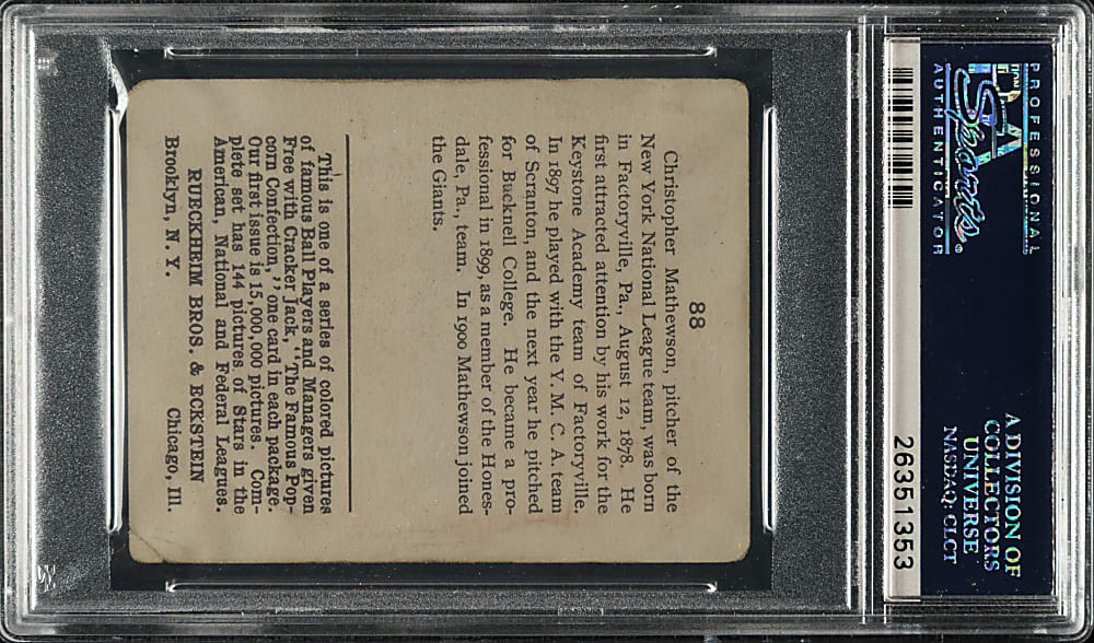 1914 E145 Cracker Jack #88 Christy Mathewson PSA GOOD+ 2.5