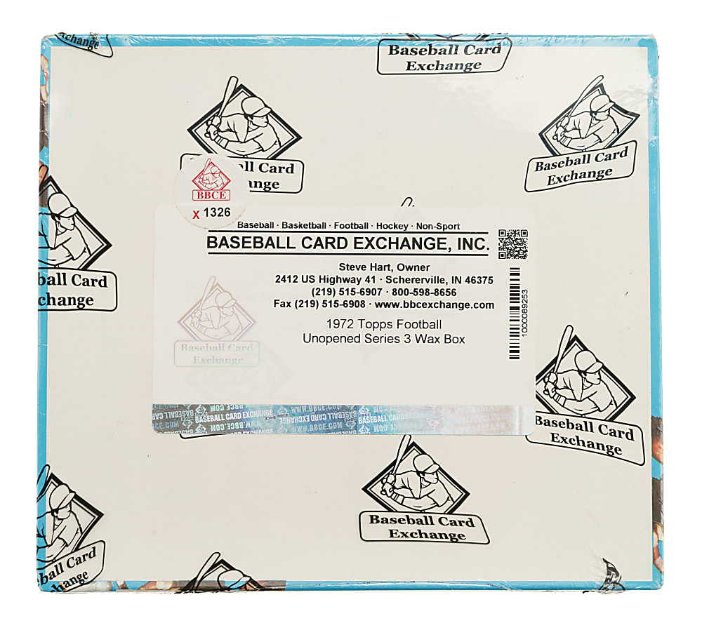 1972 Topps Football Third Series Unopened Wax Box (24 Packs) - BBCE