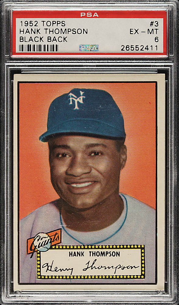 1952 Topps #3 Hank Thompson Black Back PSA EX-MT 6