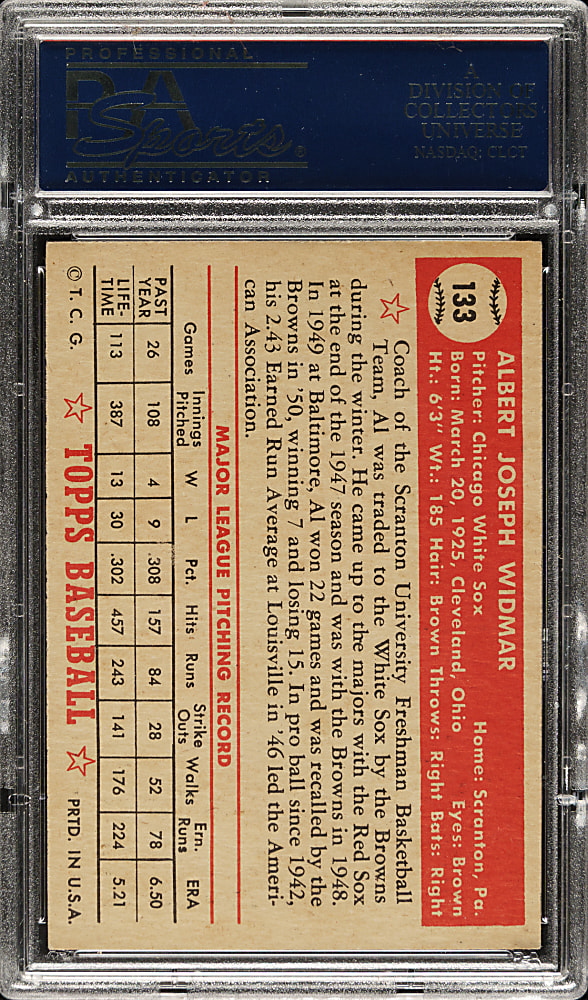 1952 Topps #133 Al Widmar PSA NM-MT 8