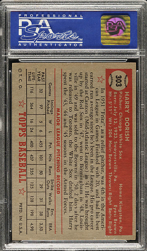 1952 Topps #303 Harry Dorish PSA NM-MT 8