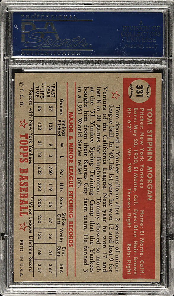 1952 Topps #331 Tom Morgan High Number PSA EX-MT 6
