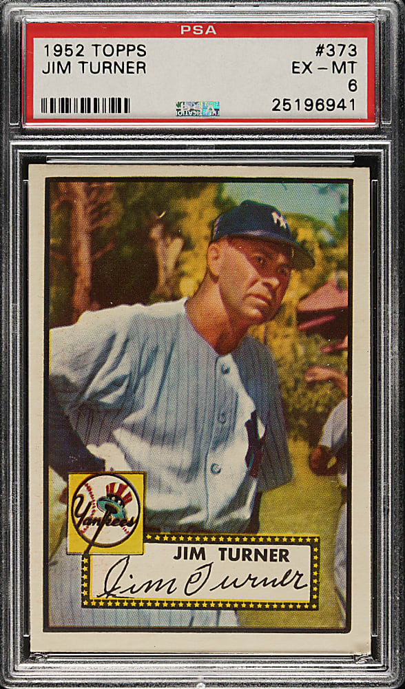1952 Topps #373 Jim Turner Rookie High Number PSA EX-MT 6