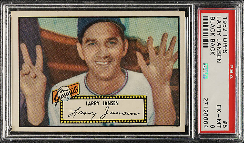 1952 Topps #5 Larry Jansen Black Back PSA EX-MT 6