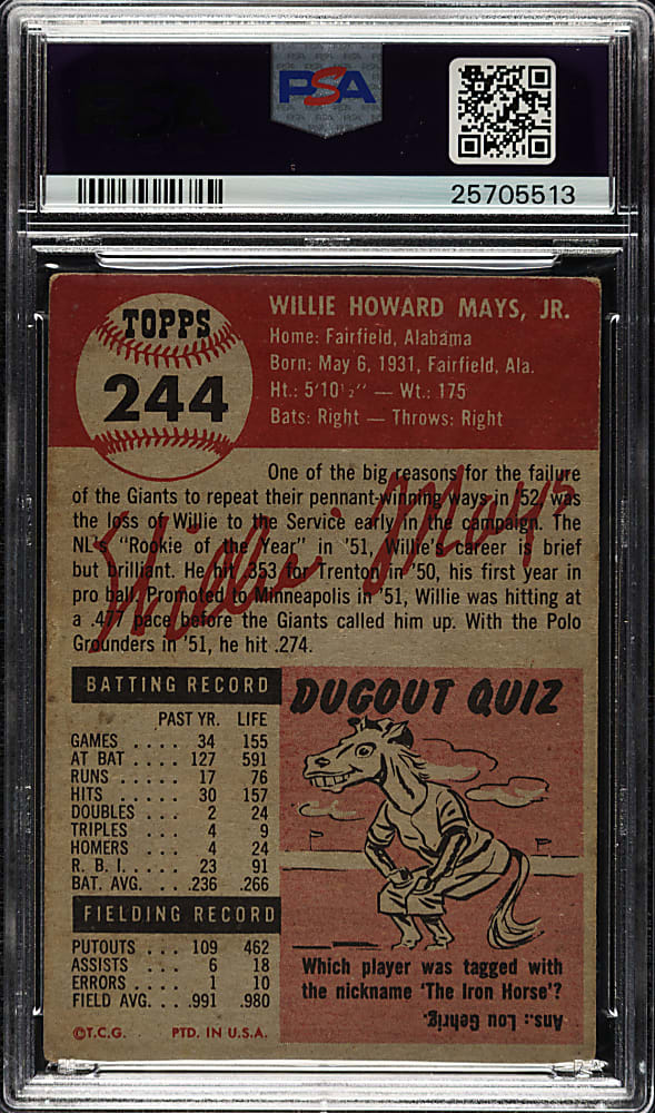 1953 Topps #244 Willie Mays PSA GOOD+ 2.5