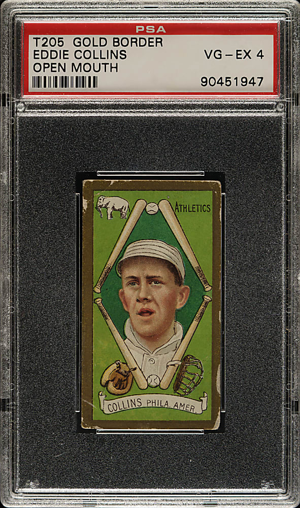 1911 T205 Gold Border Eddie Collins Open Mouth PSA VG-EX 4