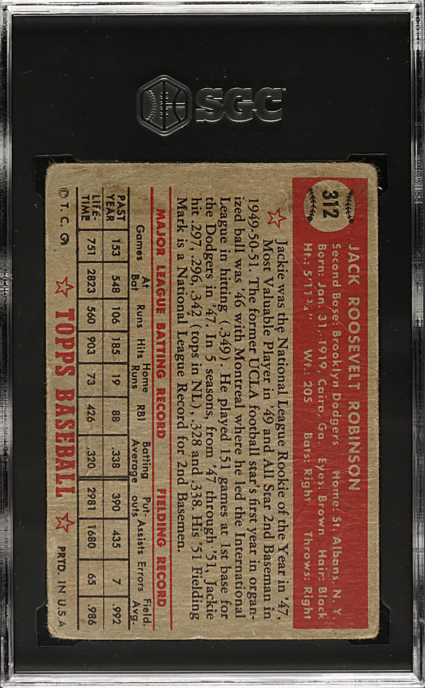 1952 Topps #312 Jackie Robinson High Number SGC POOR 1