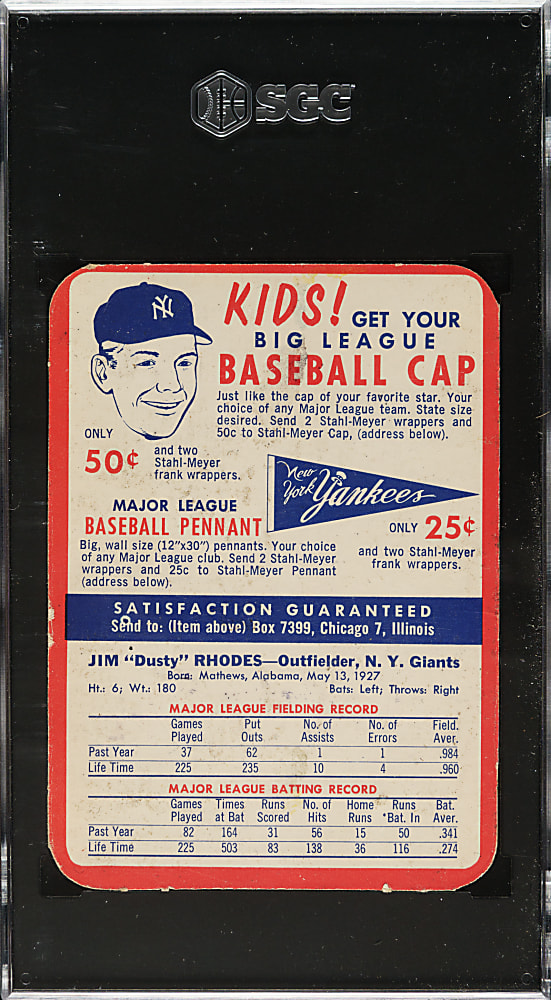 1955 Stahl-Meyer Franks Jim Rhodes SGC VG/EX 4 - 1 of 1 - Highest Graded!