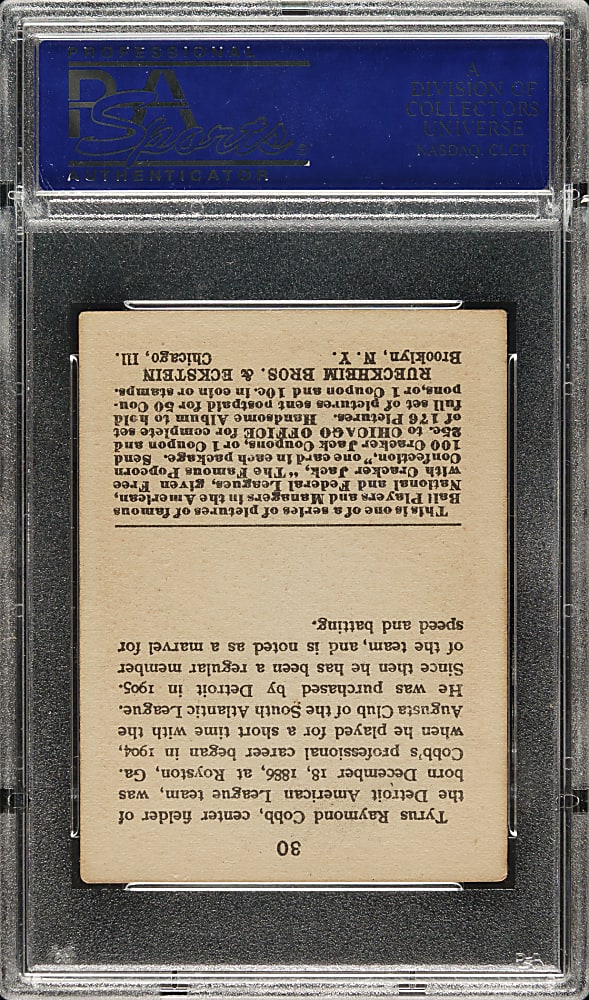 1915 E145 Cracker Jack #30 Ty Cobb PSA EX 5