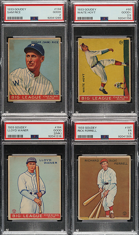 1933 R319 Goudey PSA-Graded Collection (19) Including Hoyt, Waner, Rice, and Ferrell