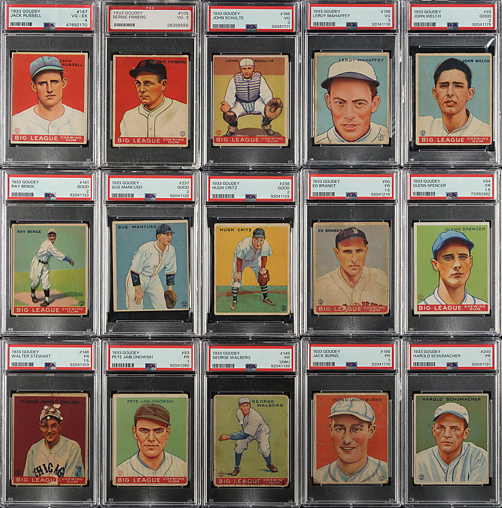 1933 R319 Goudey PSA-Graded Collection (19) Including Hoyt, Waner, Rice, and Ferrell