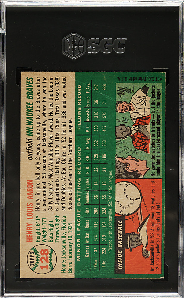 1954 Topps #128 Hank Aaron Rookie SGC POOR 1