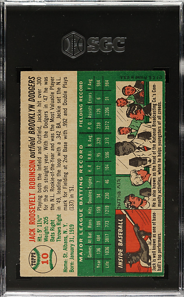 1954 Topps #10 Jackie Robinson SGC EX 5
