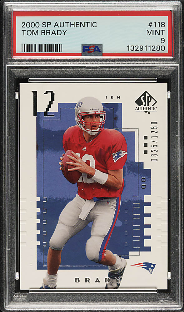 2000 Upper Deck SP Authentic Football #118 Tom Brady Rookie #325/1,250 PSA MINT 9