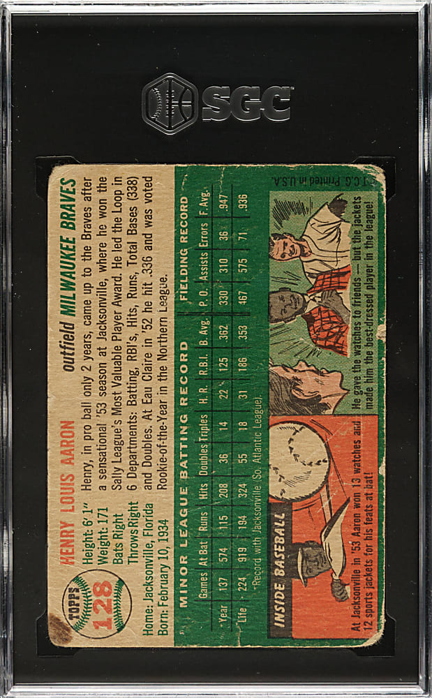 1954 Topps #128 Hank Aaron Rookie SGC POOR 1