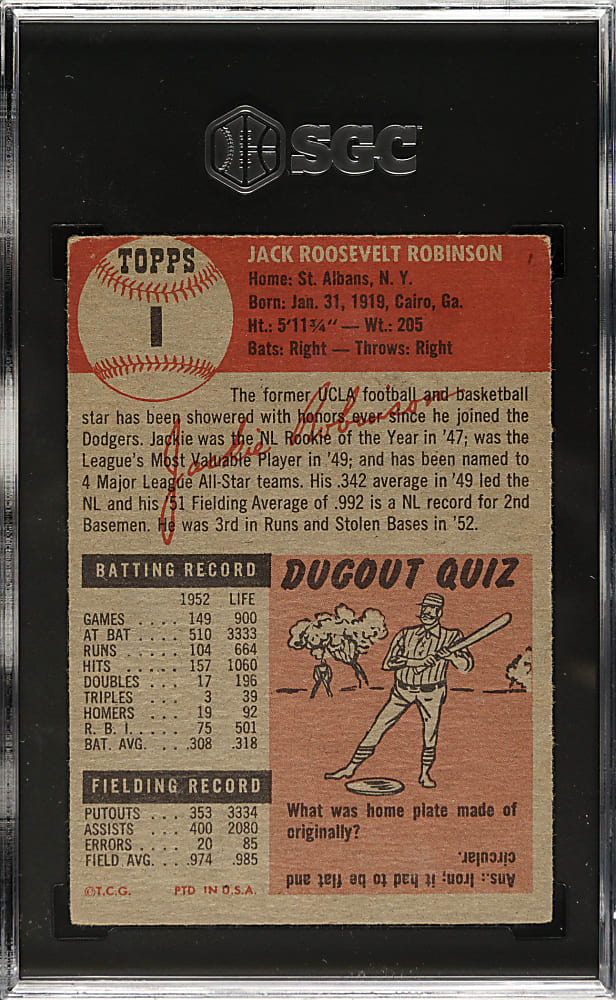 1953 Topps #1 Jackie Robinson SGC VG/EX+ 4.5