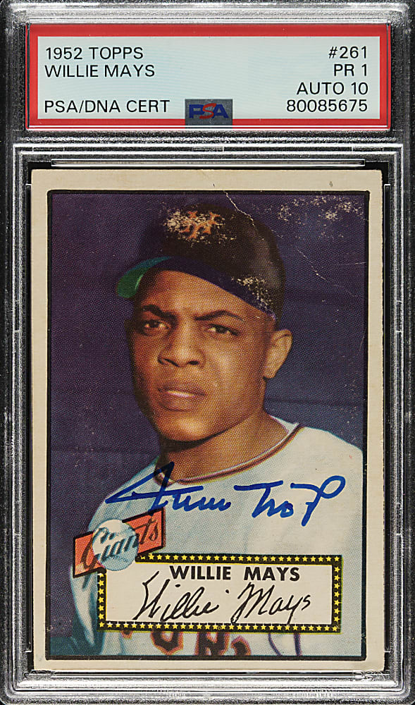 Signed 1952 Topps #261 Willie Mays PSA POOR 1 with GEM MINT 10 Signature