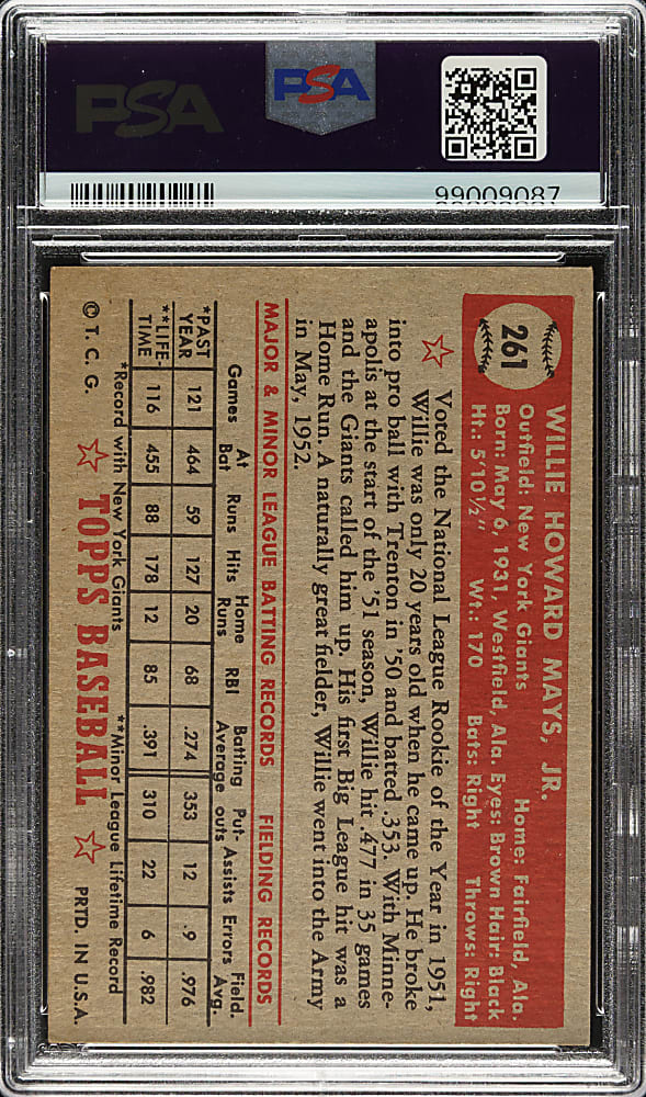 1952 Topps #261 Willie Mays PSA VG-EX+ 4.5