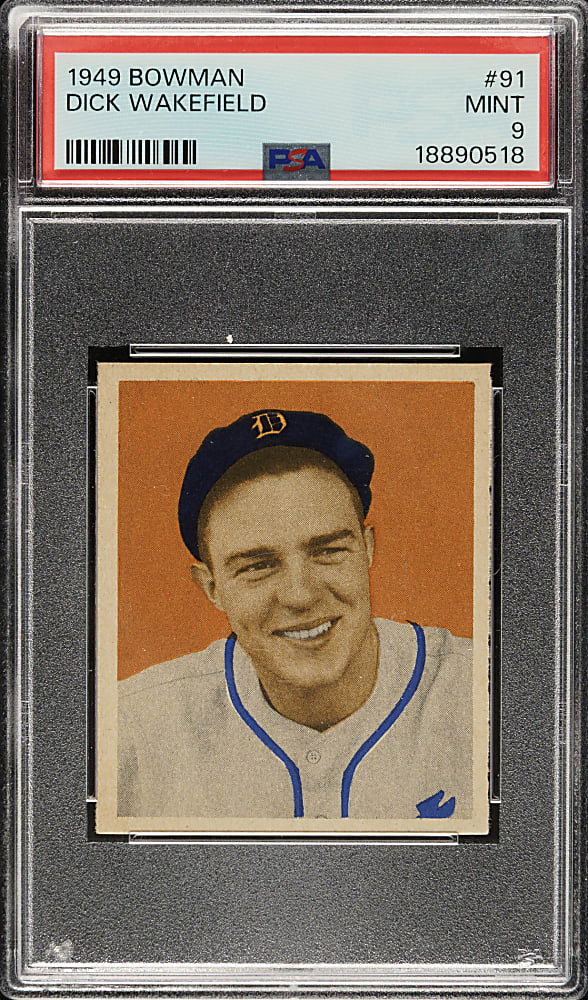 1949 Bowman #91 Dick Wakefield PSA MINT 9 - Highest Graded!