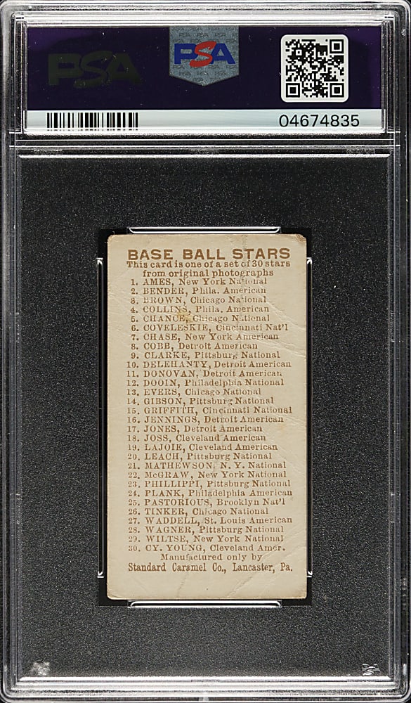 1910 E93 Standard Caramel Ty Cobb PSA POOR 1