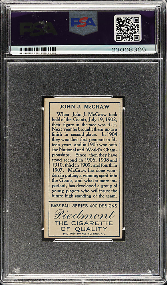 1911 T205 Gold Border John McGraw PSA NM 7