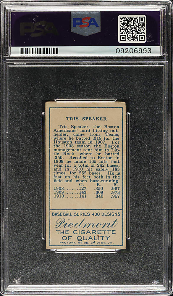 1911 T205 Gold Border Tris Speaker PSA EX 5