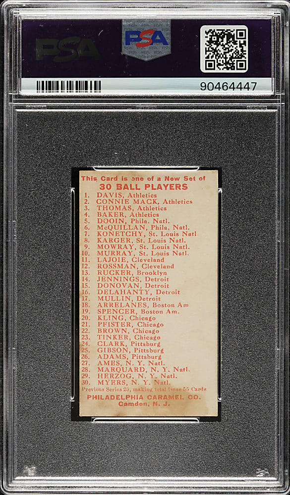 1910 E96 Philadelphia Caramel Nap Lajoie PSA EX 5