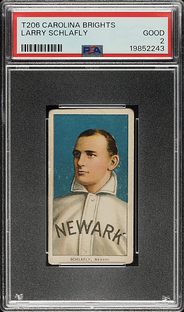 1909-1911 T206 White Border Larry Schlafly PSA GOOD 2 - Carolina Brights Back
