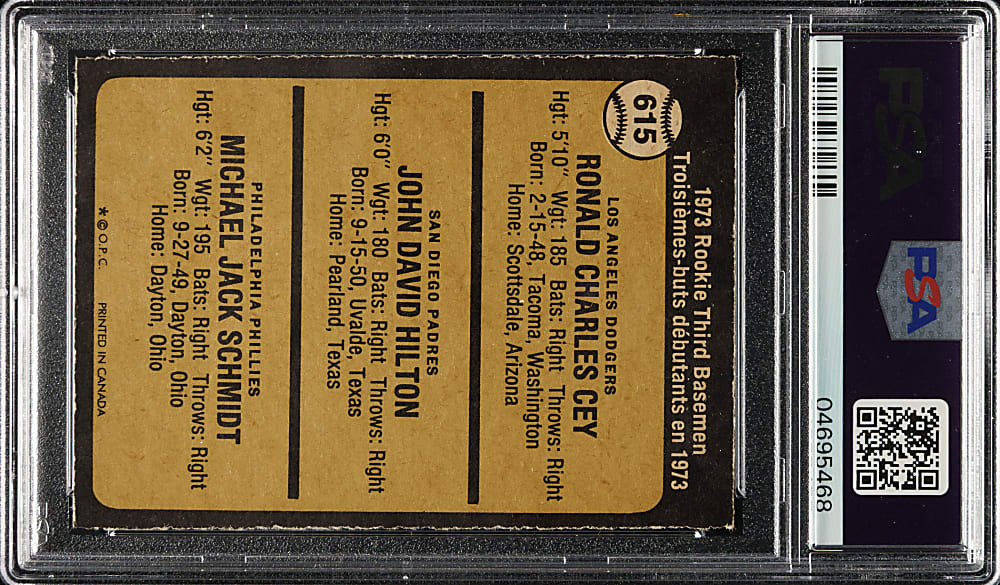 1973 O-Pee-Chee #615 Mike Schmidt Rookie PSA MINT 9