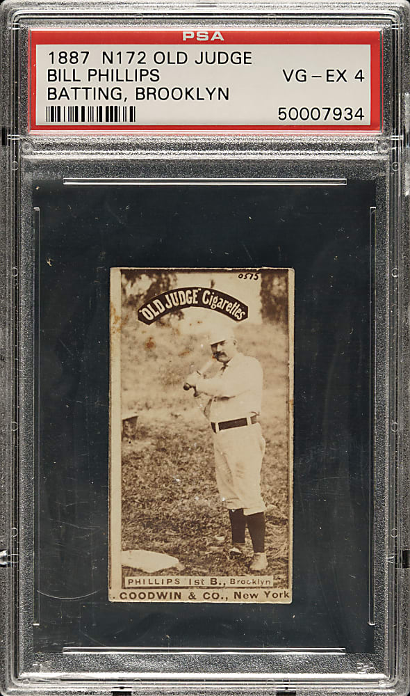 1887 N172 Old Judge William Phillips PSA VG-EX 4 - Outdoor Pose!