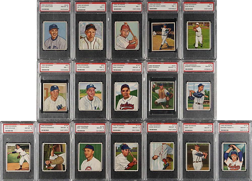 1950 Bowman Complete Set (252) Including 17 PSA-Graded Cards