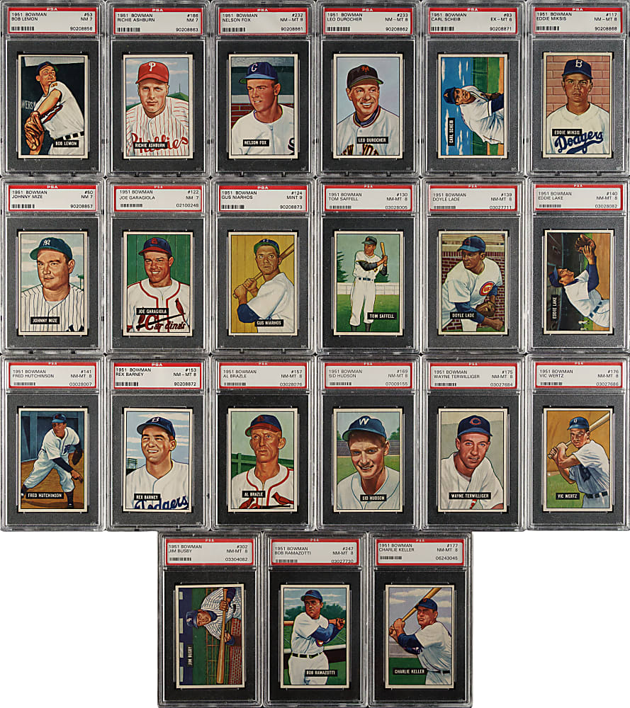 1951 Bowman Near-Complete Set (321/324) Including 27 PSA-Graded Cards