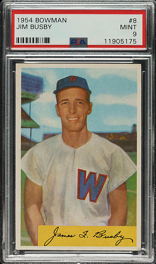1954 Bowman #8 Jim Busby PSA MINT 9 - 1 of 4 - Highest Graded!