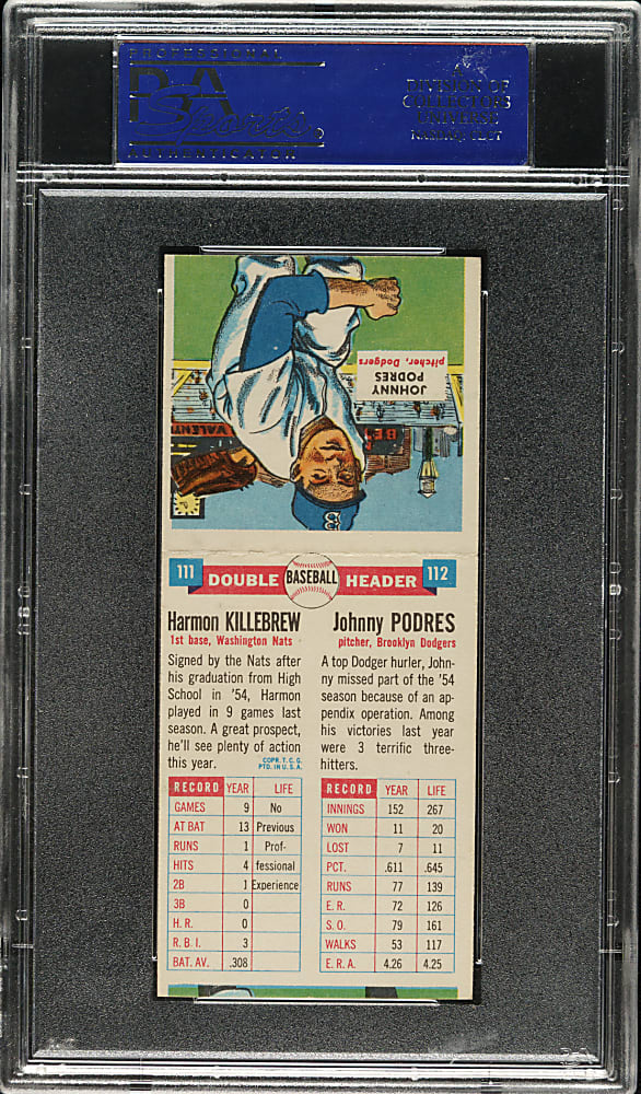 1955 Topps Double Headers #111/112 Harmon Killebrew/Podres PSA NM-MT 8