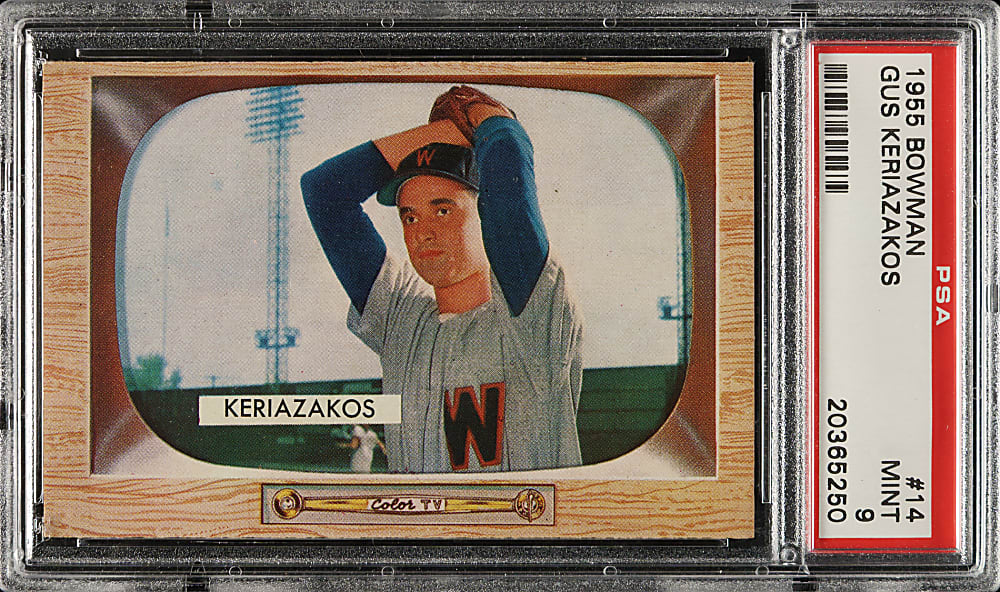 1955 Bowman #14 Gus Keriazakos PSA MINT 9