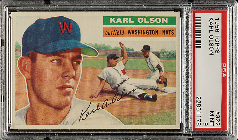 1956 Topps #322 Karl Olson PSA MINT 9 - Highest Graded!