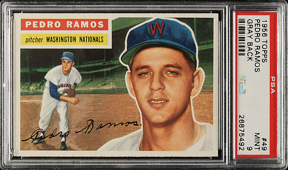 1956 Topps #49 Pedro Ramos Gray Back PSA MINT 9 - Highest Graded!