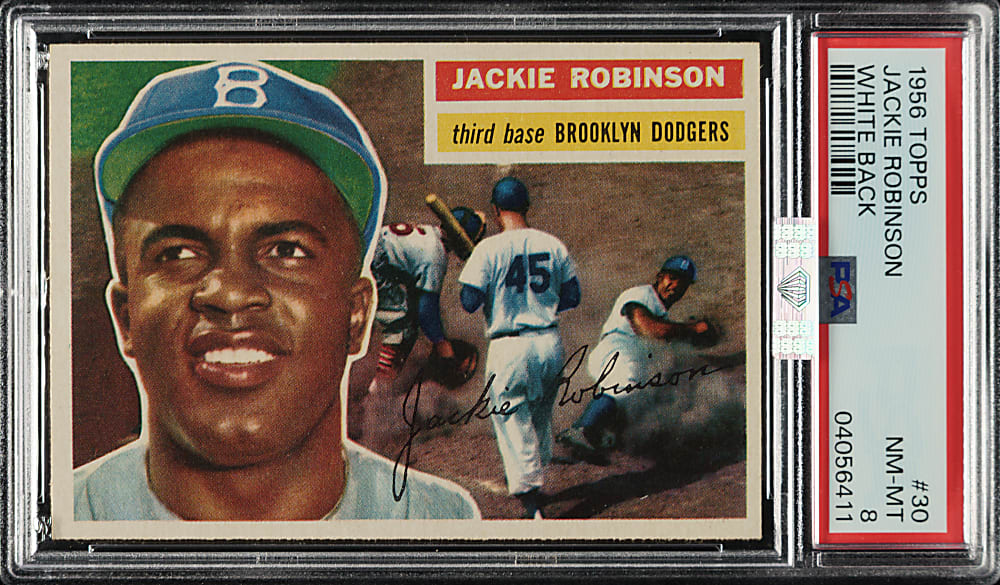 1956 Topps #30 Jackie Robinson White Back PSA NM-MT 8 (MBA Silver Diamond)