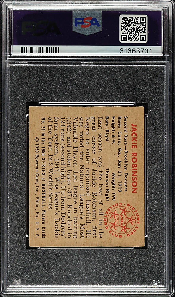 1950 Bowman #22 Jackie Robinson PSA EX 5