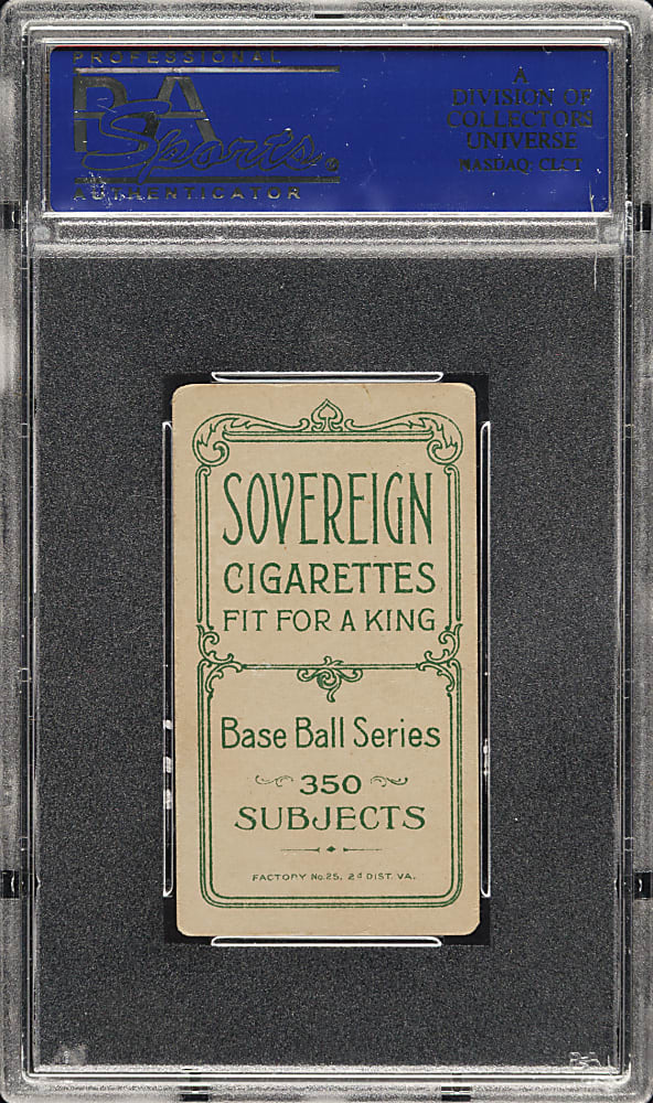 1909-1911 T206 White Border Cy Young Bare Hand Shows PSA VG-EX 4 - Sovereign 350 Back